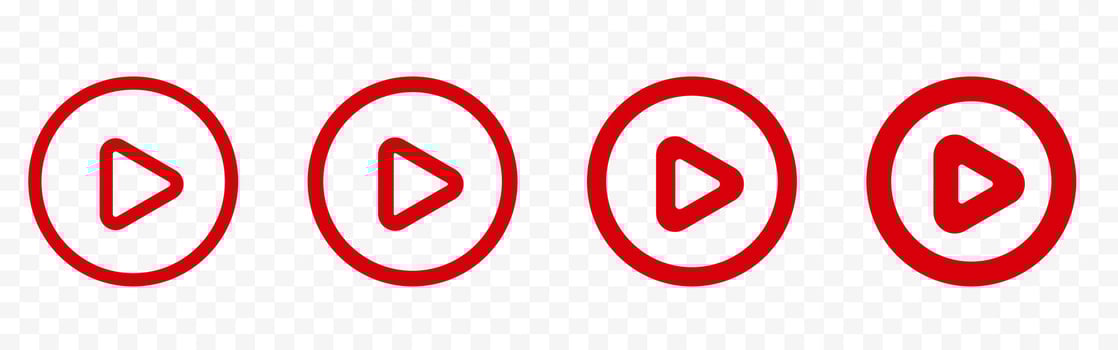 Red play button logo icon. Simple play button. vector