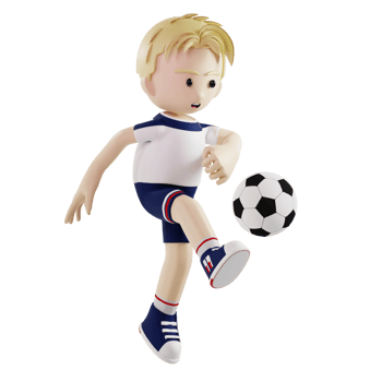 Football player shooting the ball 3d character render illustration png