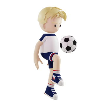 3d character playing football render illustration png
