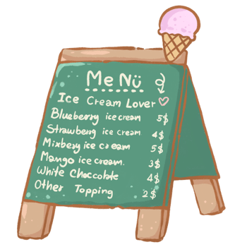 ice cream menu bar png