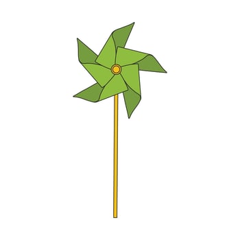 kids drawing cartoon illustration pinwheel icon Isolated on White vector