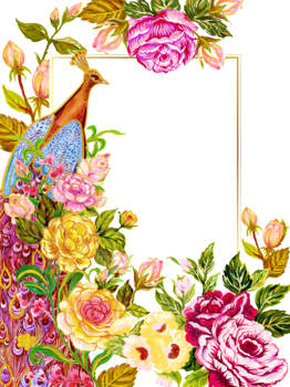 Paradise pheonix bird firebird in rose garden frame border template png