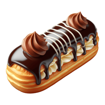 French eclair pastry isolated on transparent background png