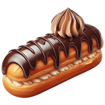 French eclair pastry isolated on transparent background png