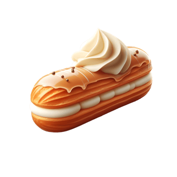 French eclair pastry isolated on transparent background png
