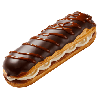 French eclair pastry isolated on transparent background png