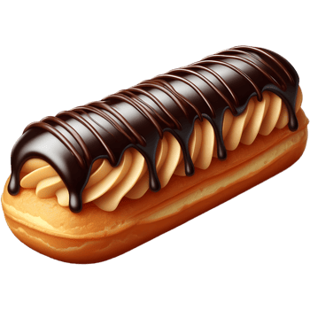 French eclair pastry isolated on transparent background png