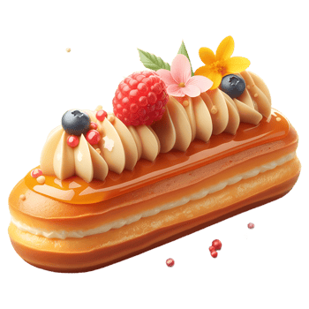French eclair pastry isolated on transparent background png
