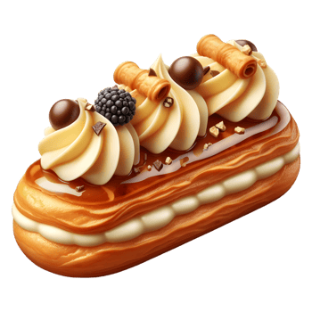 French eclair pastry isolated on transparent background png