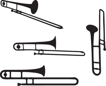 Trombone silhouette on white background vector