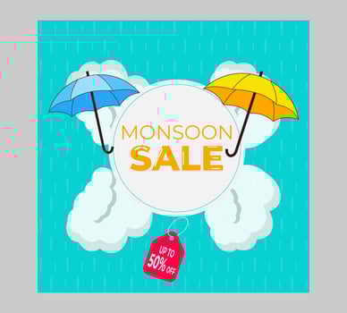 monsoon season sale banner vector