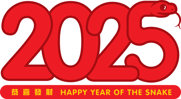 Colourful 2025 Happy Chinese New Year with snake zodiac symbol. Year of the snake lunar greeting concept png