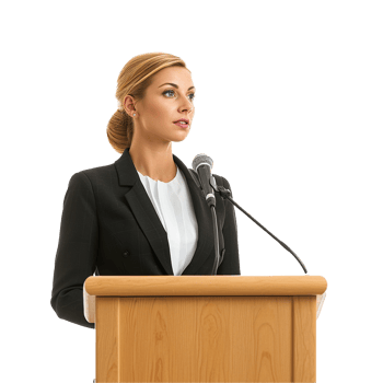 Businessman in microphone isolated on transparent background png
