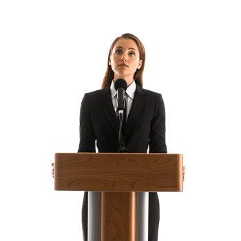 Businessman in microphone isolated on transparent background png