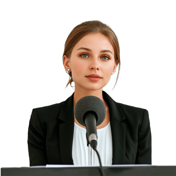 Businessman in microphone isolated on transparent background png