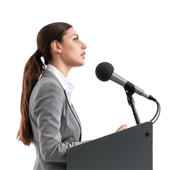 Businessman in microphone isolated on transparent background png