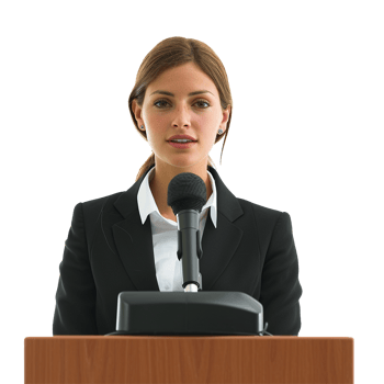 Businessman in microphone isolated on transparent background png