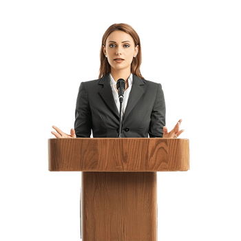 Businessman in microphone isolated on transparent background png