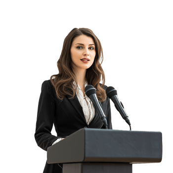 Businessman in microphone isolated on transparent background png
