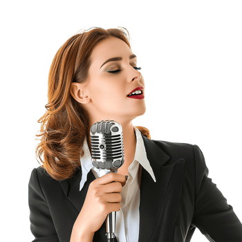 Businessman in microphone isolated on transparent background png