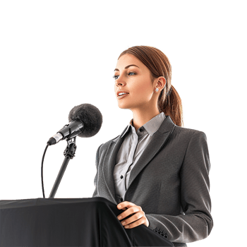 Businessman in microphone isolated on transparent background png
