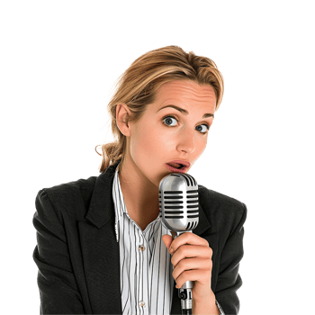 Businessman in microphone isolated on transparent background png