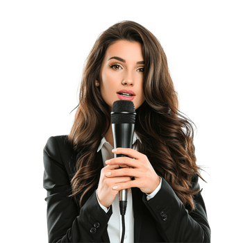 Businessman in microphone isolated on transparent background png