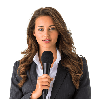 Businessman in microphone isolated on transparent background png