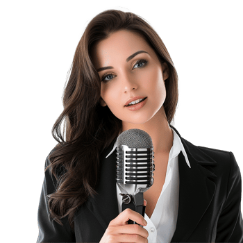Businessman in microphone isolated on transparent background png