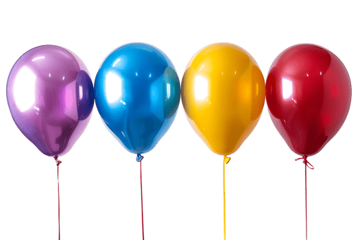 Collection set of colorful balloons on transparent background png