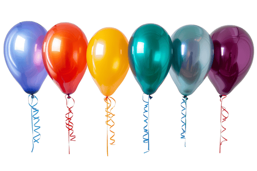 Collection set of colorful balloons on transparent background png