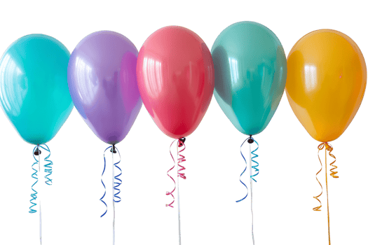 Collection set of colorful balloons on transparent background png
