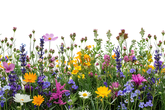 Flowers field on isolated transparent background png