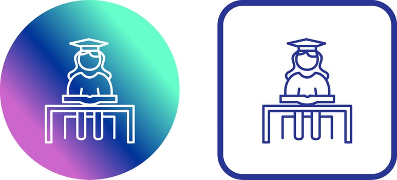 Unique Female Student Studying Icon Design vector