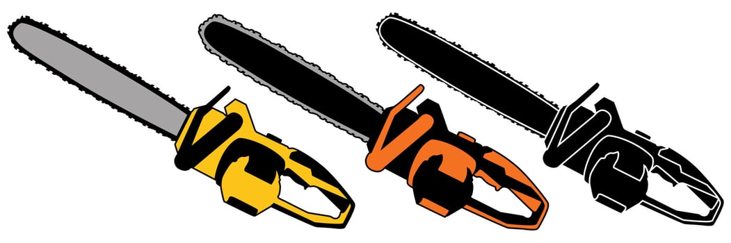 set chainsaw Industrial icon. wood machine symbol vector