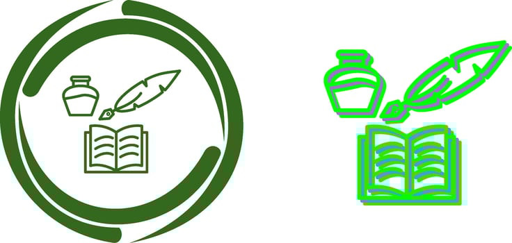 Unique Quill and Book Icon Design vector