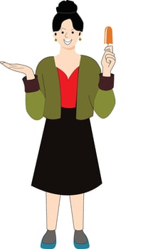 Woman Eating Ice Cream vector