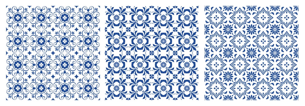 Ceramic kitchen patchwork. Seamless print of vintage oriental mosaic tiles, moroccan floor wall decoration with ornamental patterns. texture vector