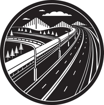 illustration of a highway in the middle of the night sky. vector