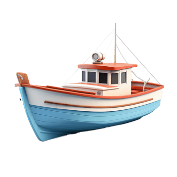 3d boat isolated on transparent background png