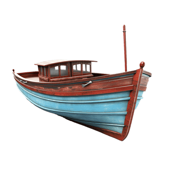 3d boat isolated on transparent background png