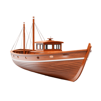 3d boat isolated on transparent background png