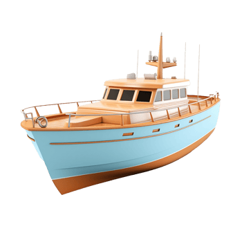 3d boat isolated on transparent background png