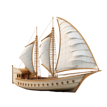 3d boat isolated on transparent background png