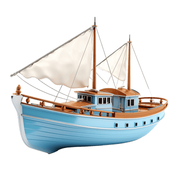 3d boat isolated on transparent background png
