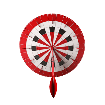 3d dart hitting on target isolated on transparent background png