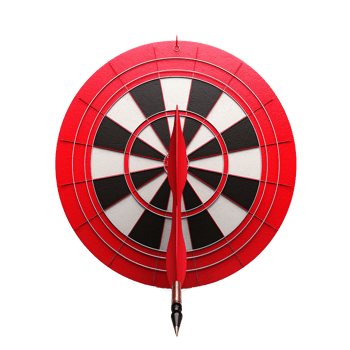 3d dart hitting on target isolated on transparent background png