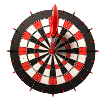 3d dart hitting on target isolated on transparent background png