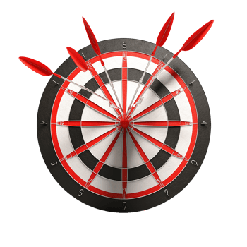 3d dart hitting on target isolated on transparent background png