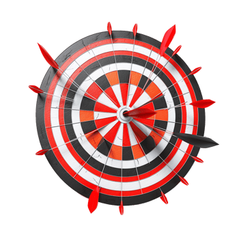 3d dart hitting on target isolated on transparent background png